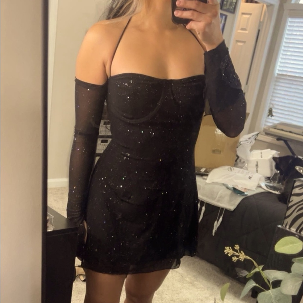 Parthea Sparkly Sequin Off-Shoulder Dress